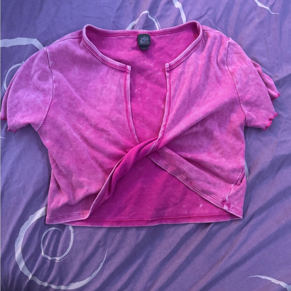 Wild Fable Vibrant Pink Ribbed Blouse